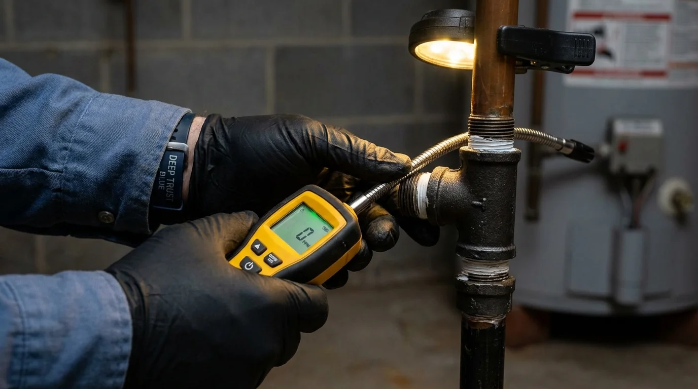 Gas leak detection with electronic sniffer by Johns Plumbing LLC in Lockney